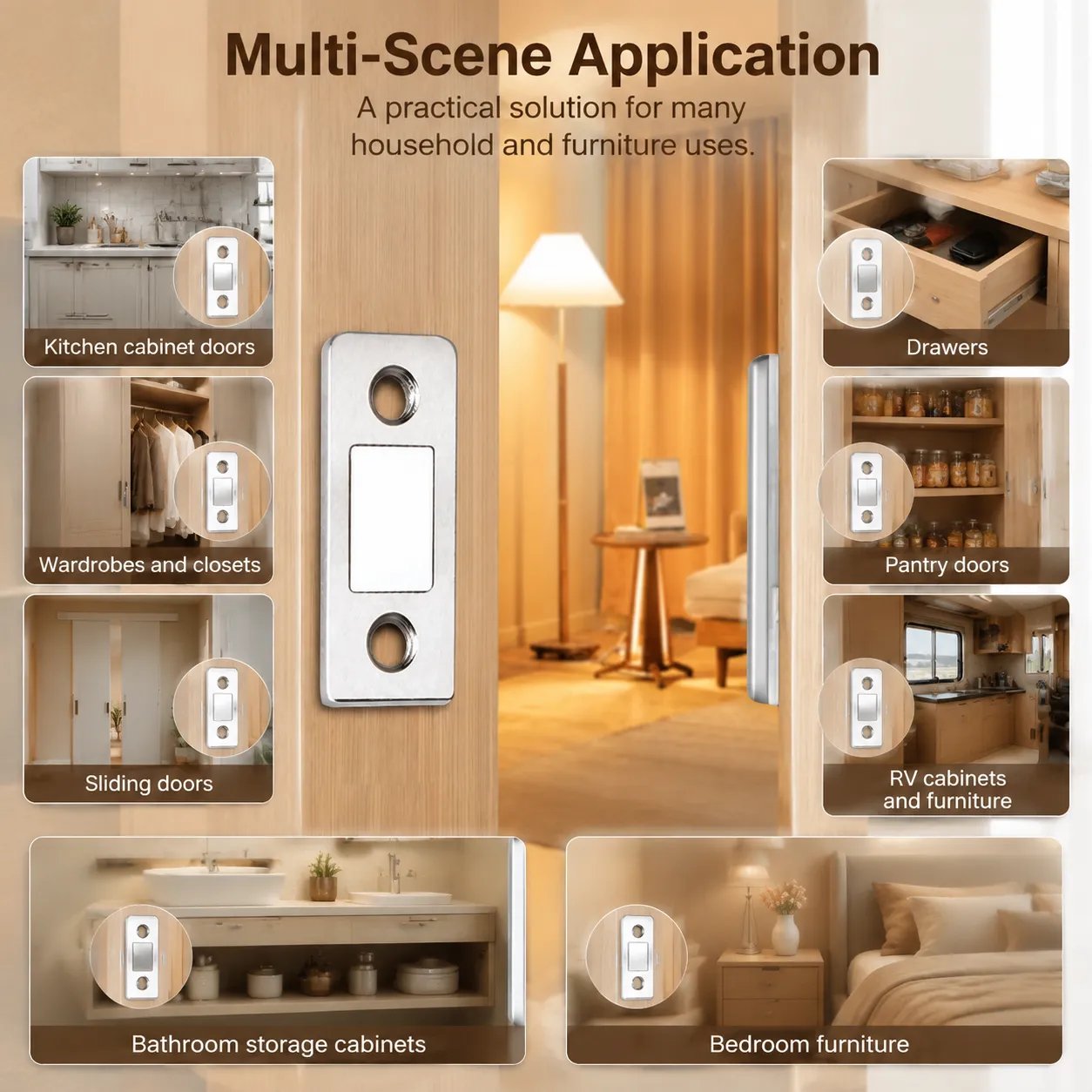 Magnetic door catch multiple applications