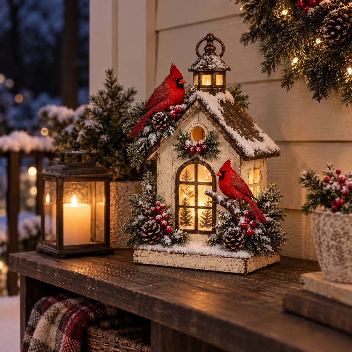 Winter Haven Cardinal Cottage Lantern