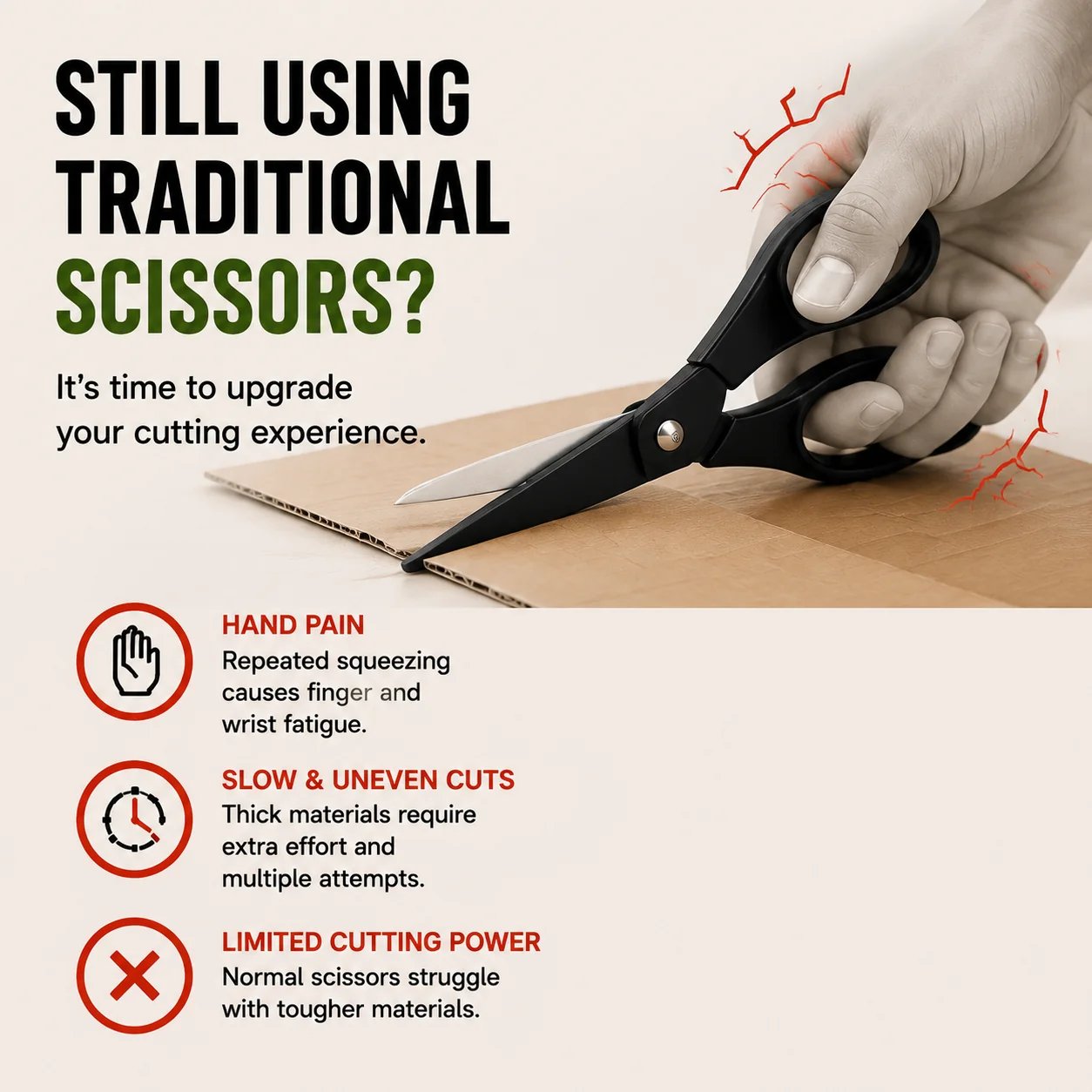 Electric scissors cutting demonstration
