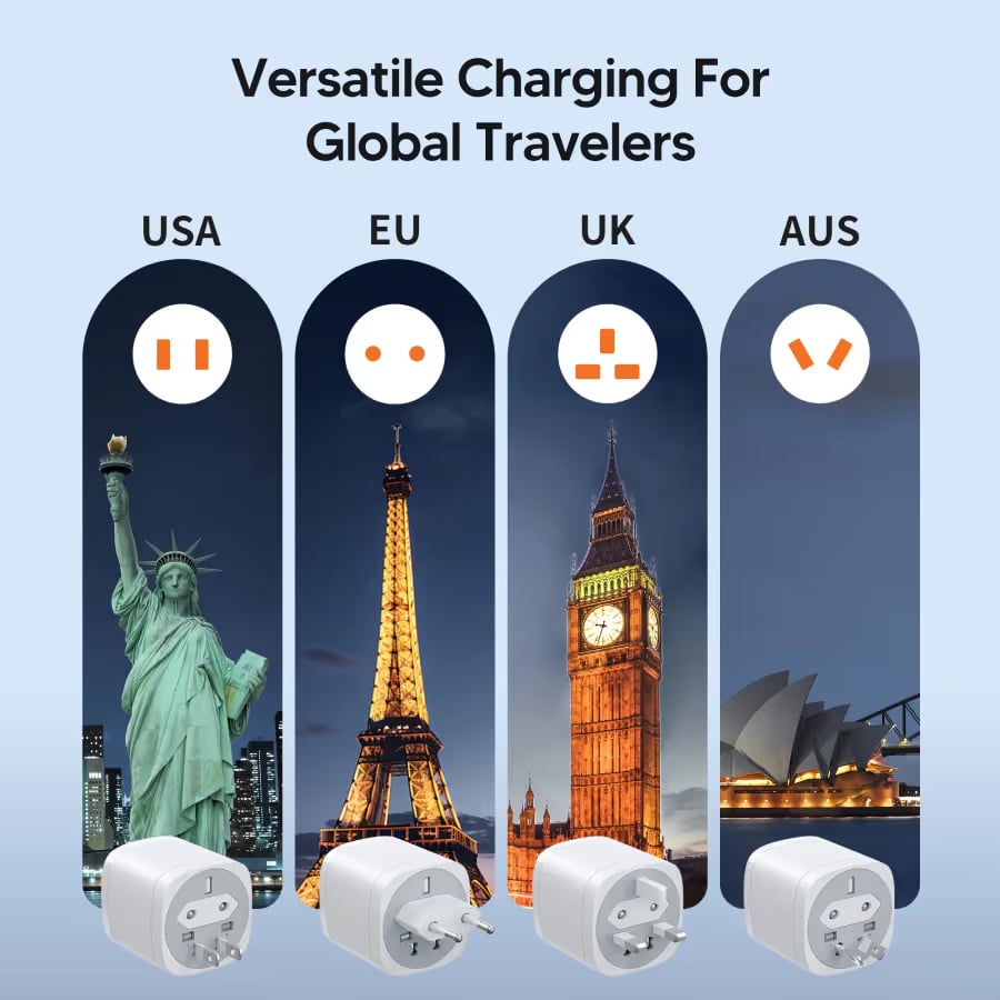 70W USB C travel charger ports