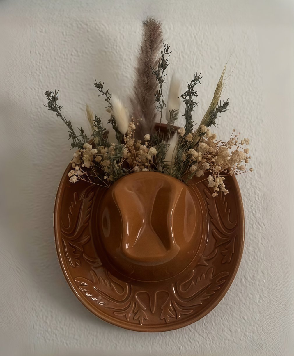 Ceramic Cowgirl Hat Hanging Vase - Decorative Ornament for Home