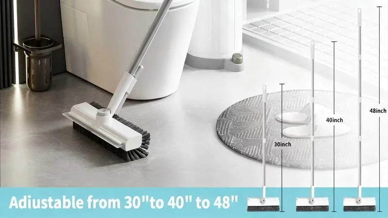 Floor Scrub Brush with Long Handle, cleaning brush,3 in 1 Scrape and Heavy-Duty Stiff Bristle Scrubber Brush for Cleaning Shower Bathroom, Patio, Garage, Kitchen, Wall and Deck,Christmas Gifts