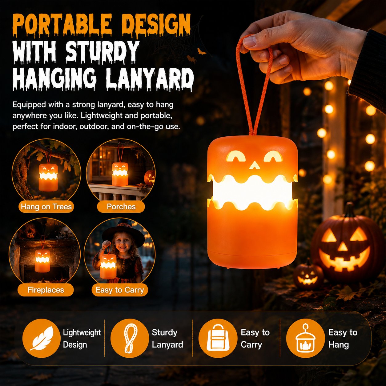 Portable Hanging Pumpkin Light