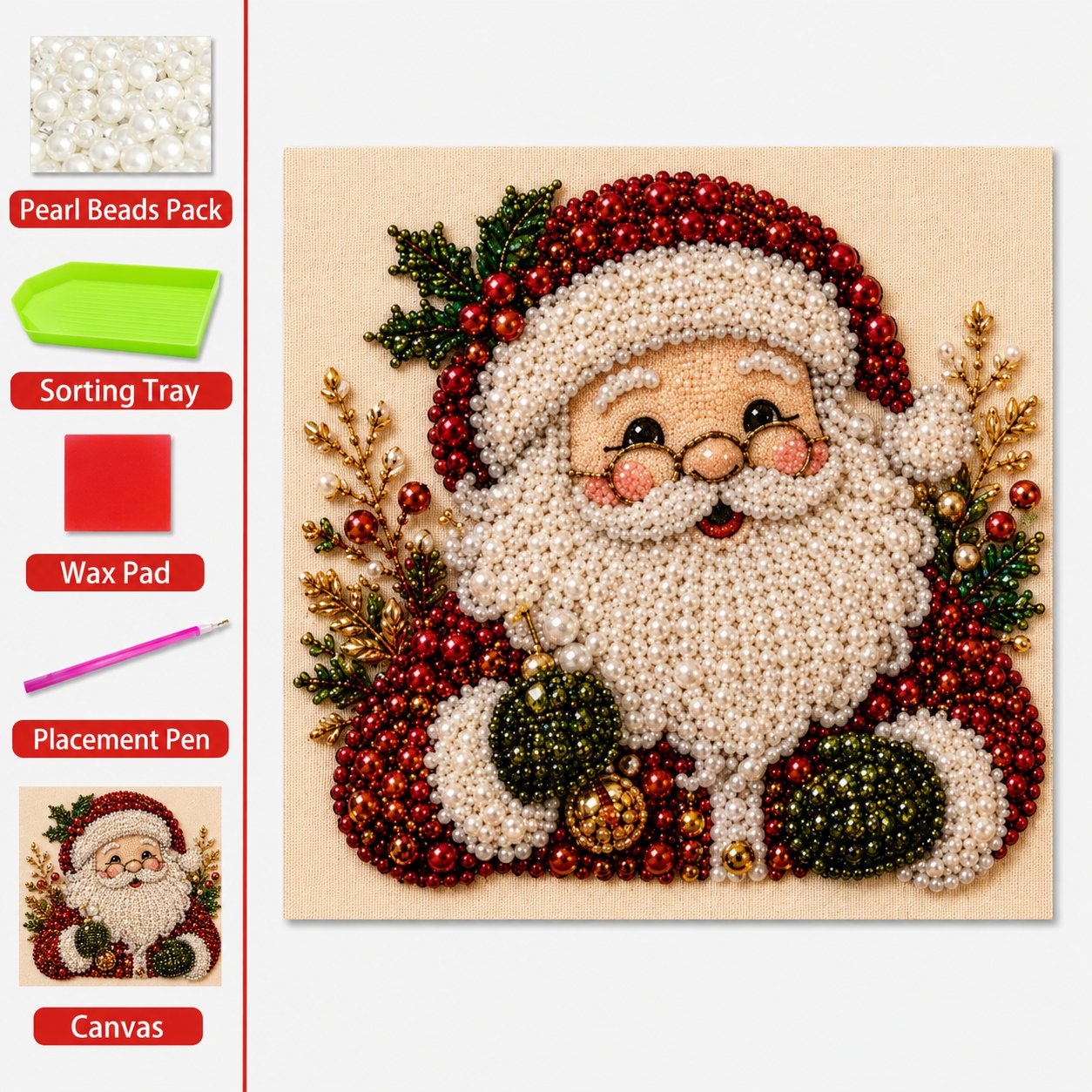 Complete Christmas pearl art crafting kit contents