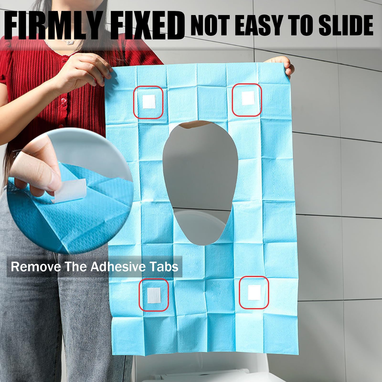Four Secure Adhesive Tabs Placement Guide