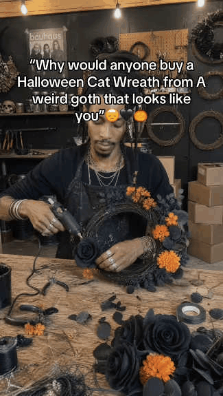 Handcrafted Halloween Wreath in Action