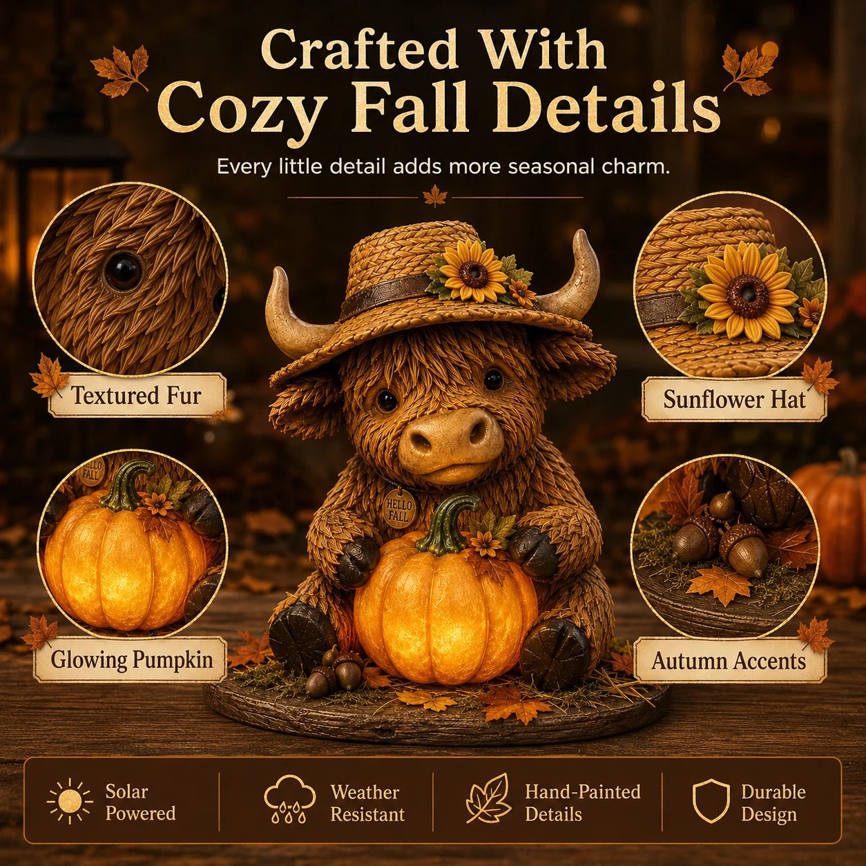 Highland Cow fall decorative details