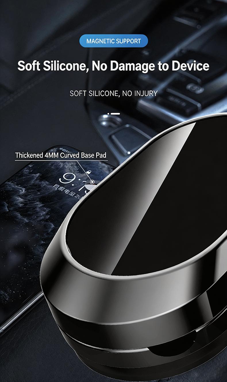 Foldable Metal Magnetic Car Phone Holder - 360° Rotating, Adjustable Angle & Height Dashboard Mount, Strong Magnetic Hold, Compact Universal Hands-Free Phone Stand for Cars