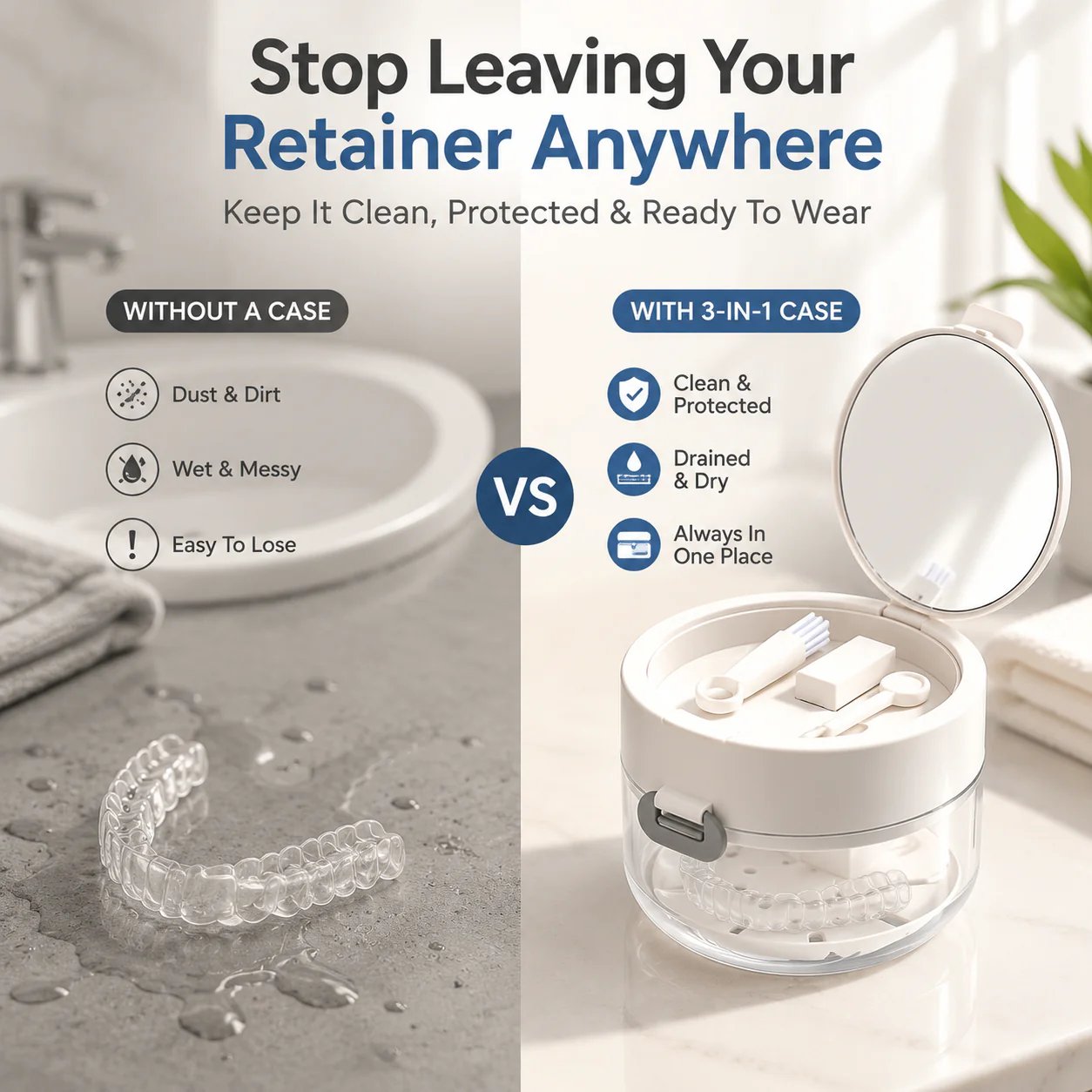 retainer case before and after comparison