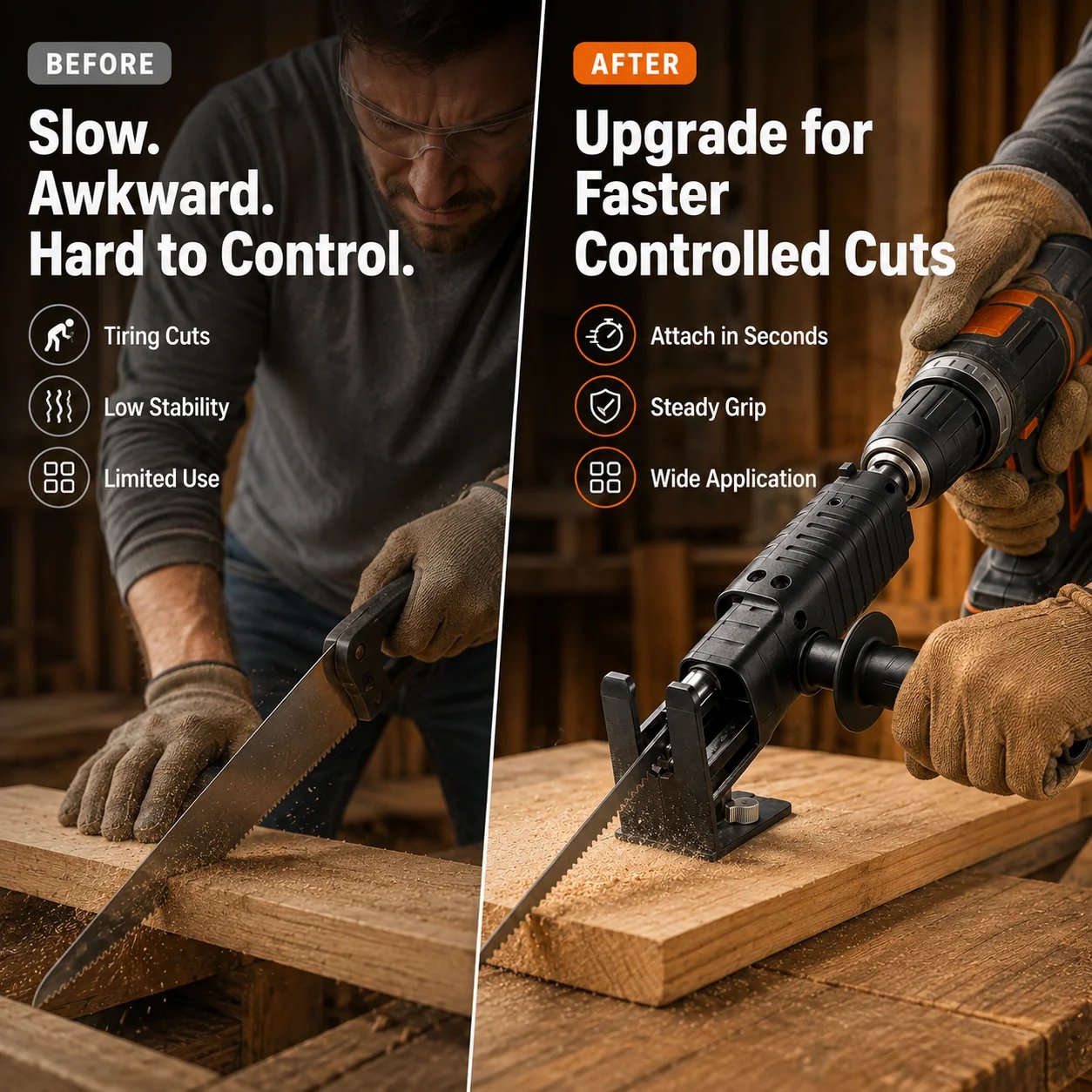 Before and after comparison of cutting tools