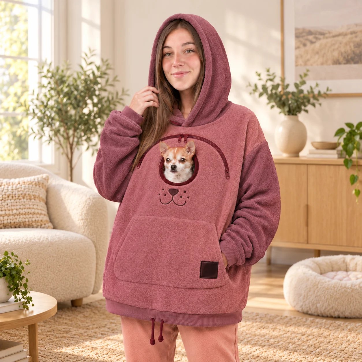 Pet and owner enjoying cozy bonding time