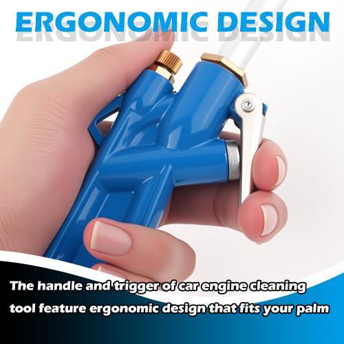 Long-reach angled nozzle pneumatic air blow gun