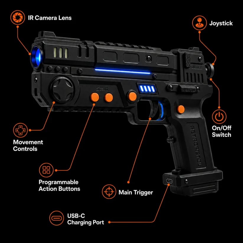 RetroPistol controller layout and controls