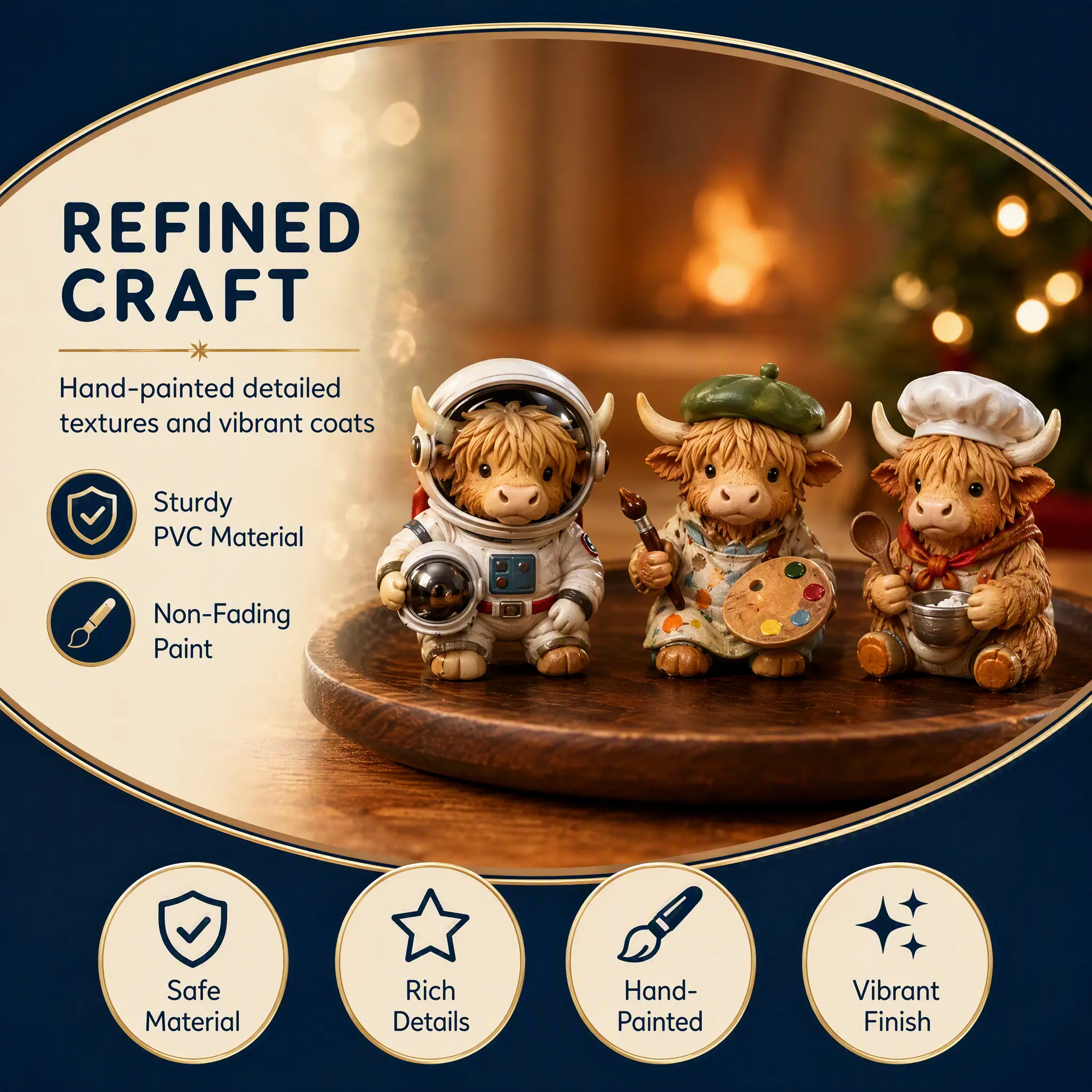 Highland Cow collectible figurines detail display