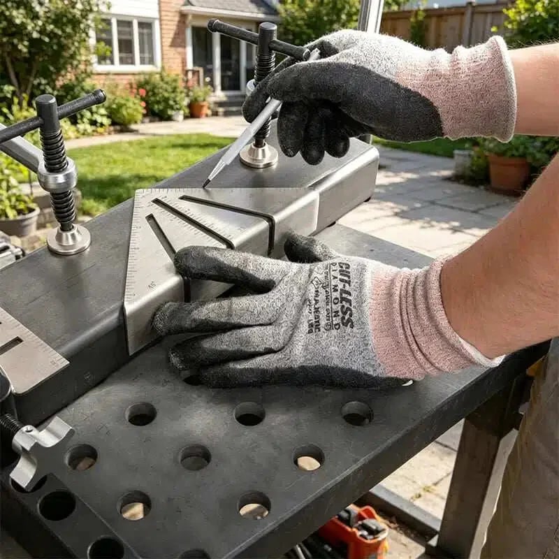 Heavy-duty metalworking miter square for tubing layout