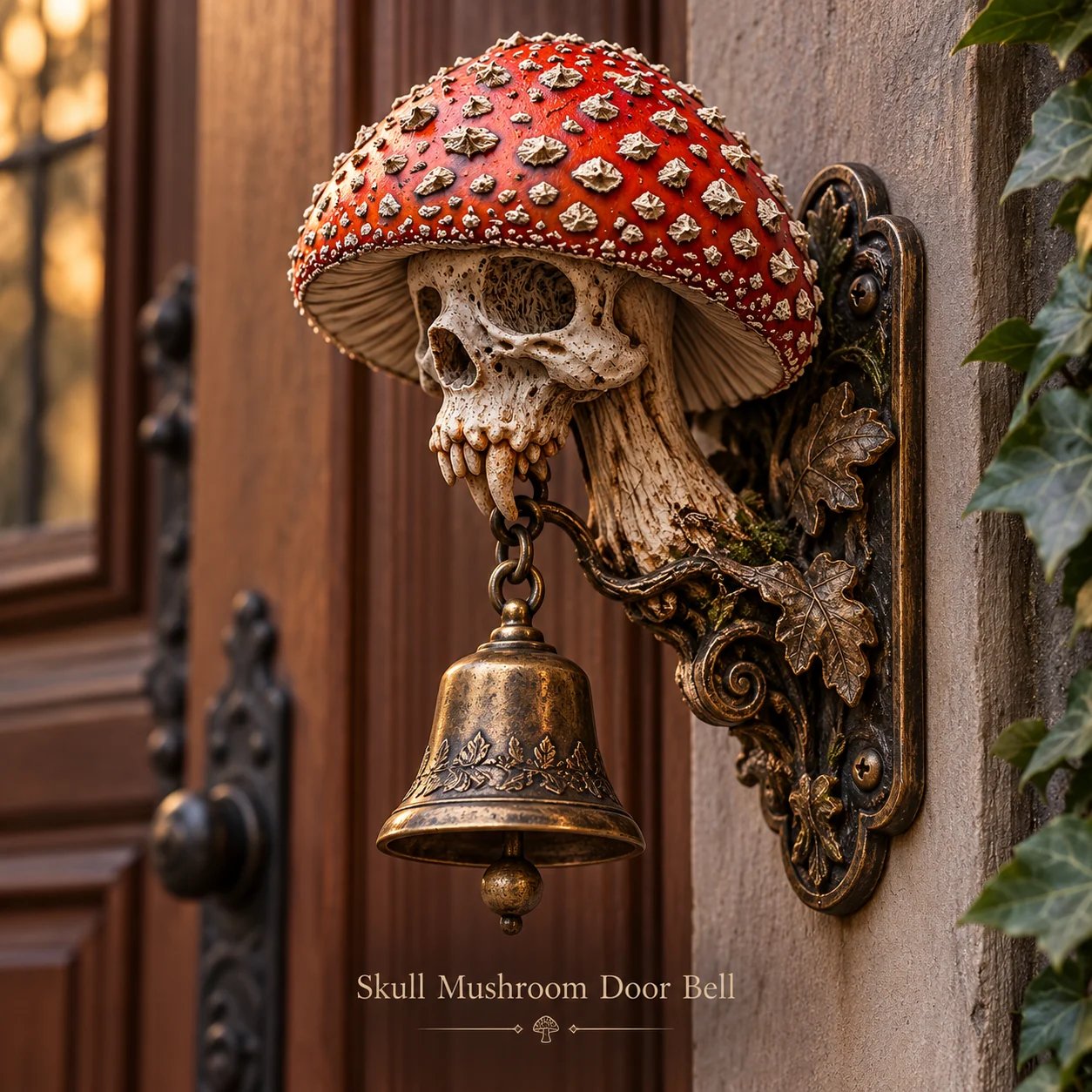 Skullcap Guardian Gothic Mushroom Skull Door Bell