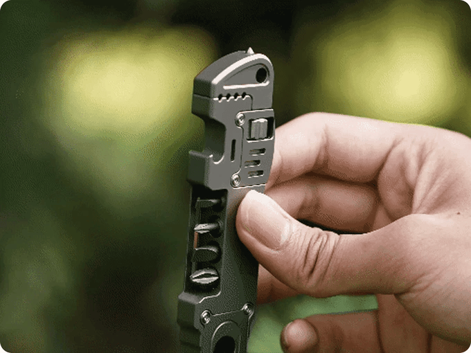 TC4 Titanium multi-tool close-up in hand