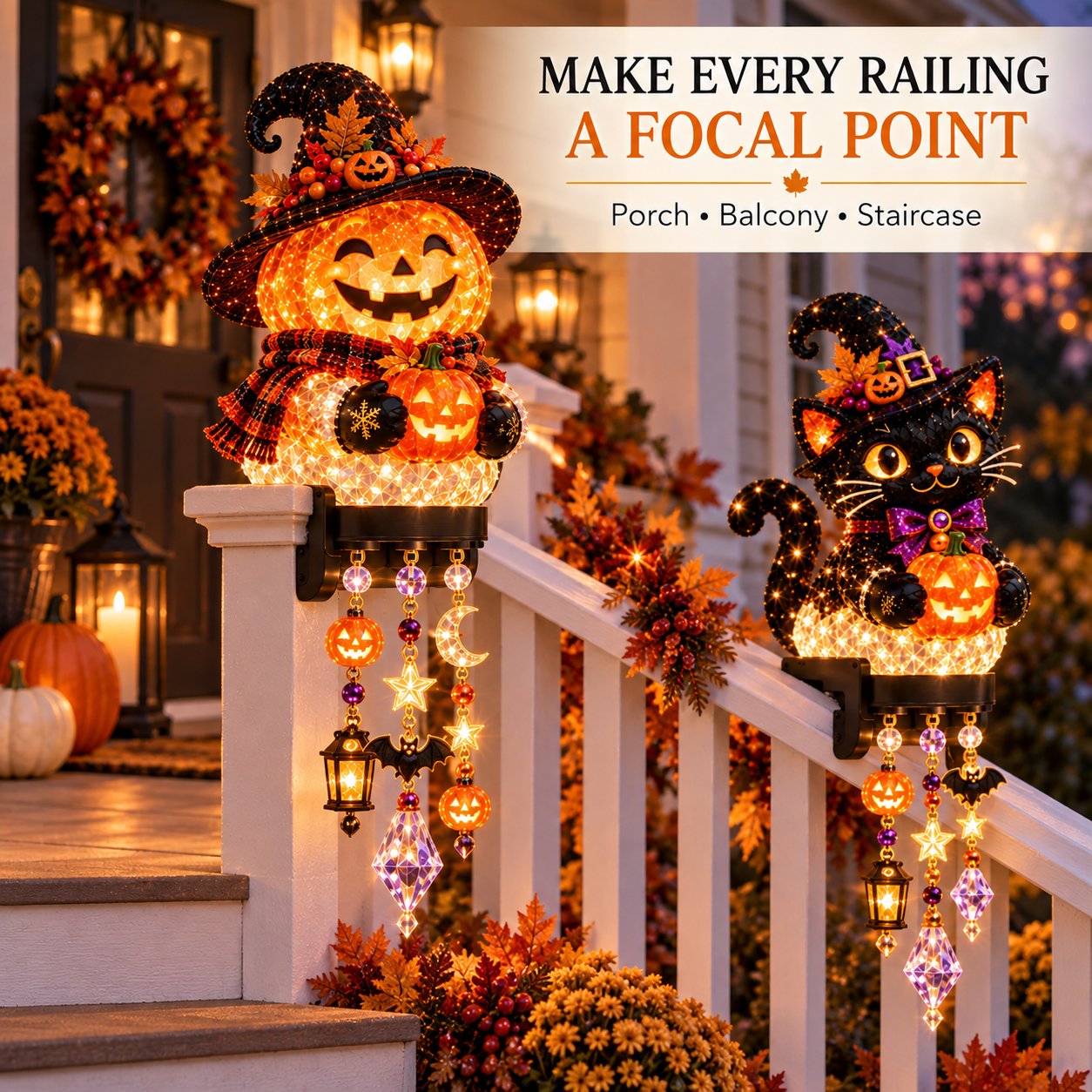 Halloween railing decoration for porch and balcony