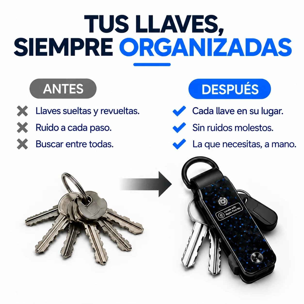 🔑📍 Find My-Compatible Smart Key Organizer – 2–6 Keys detail view 1
