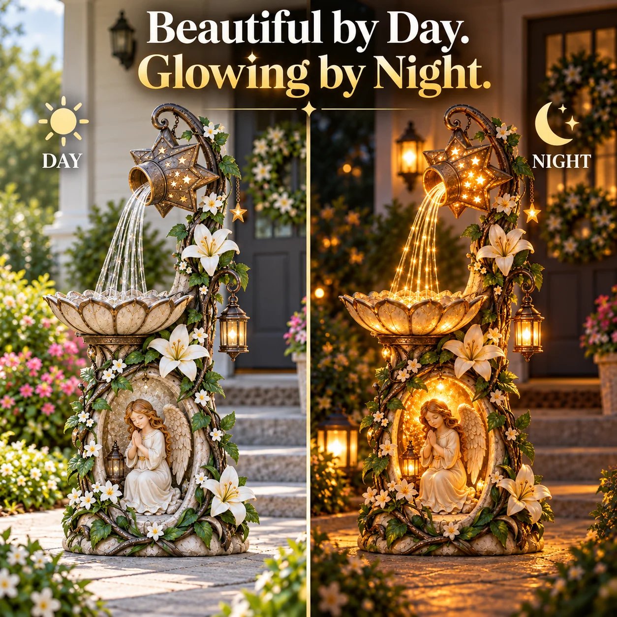 Angel starlight garden decor detail