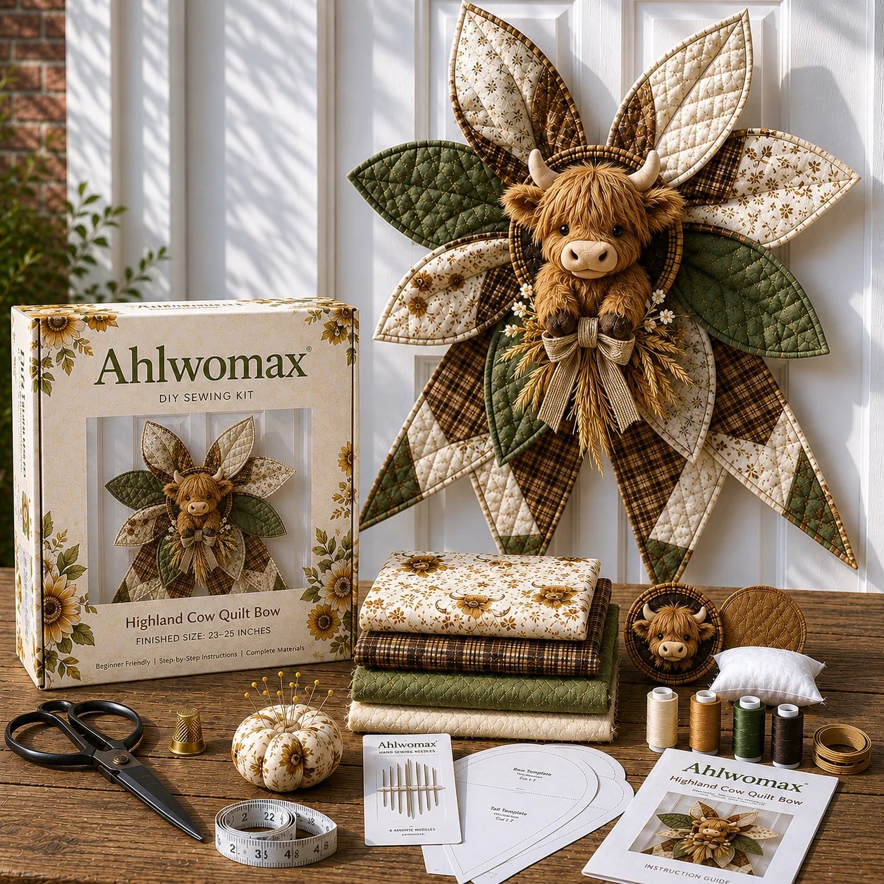 Large patchwork bow sewing kit materials