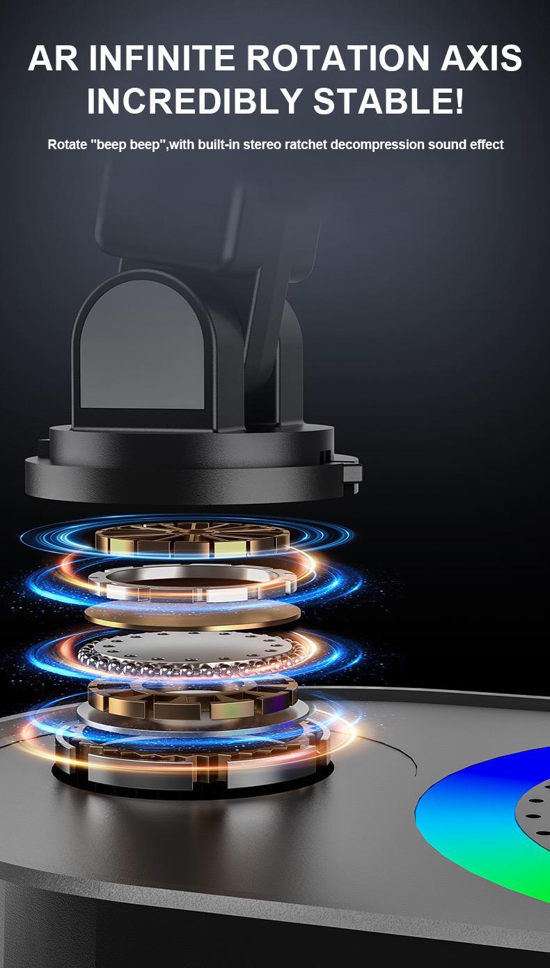 Product Introduction of AKLLCCR 5in1 Wireless Speaker Cell Phone Stand with Bluetooth/Induction Audio & Atmosphere Light/Power Bank, 5.3 HD Surround Subwoofer Sound,300° Rotable Foldable Lift-Non-Slip Base, Fits Smart Phones 14