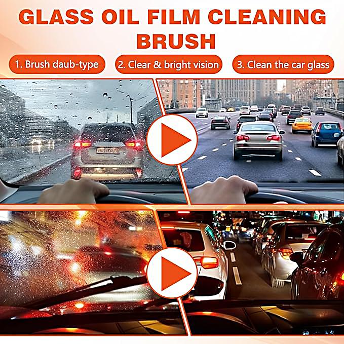 Car windshield oil film remover