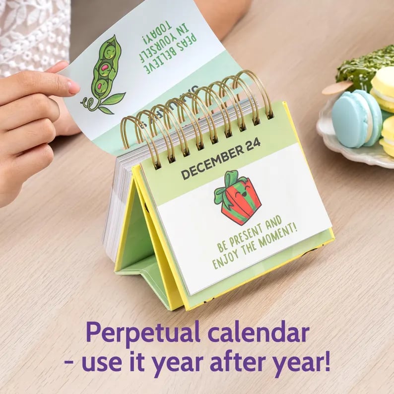 Perpetual flip calendar designed to be reused year after year