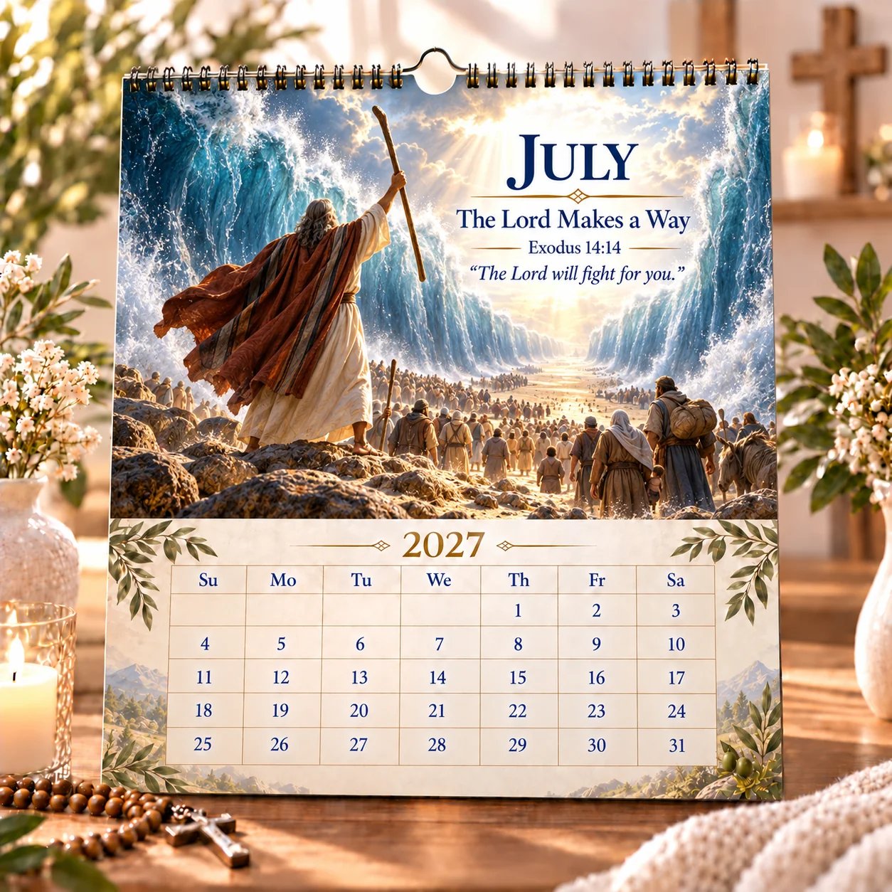 July 2027 calendar page — The Lord Makes a Way