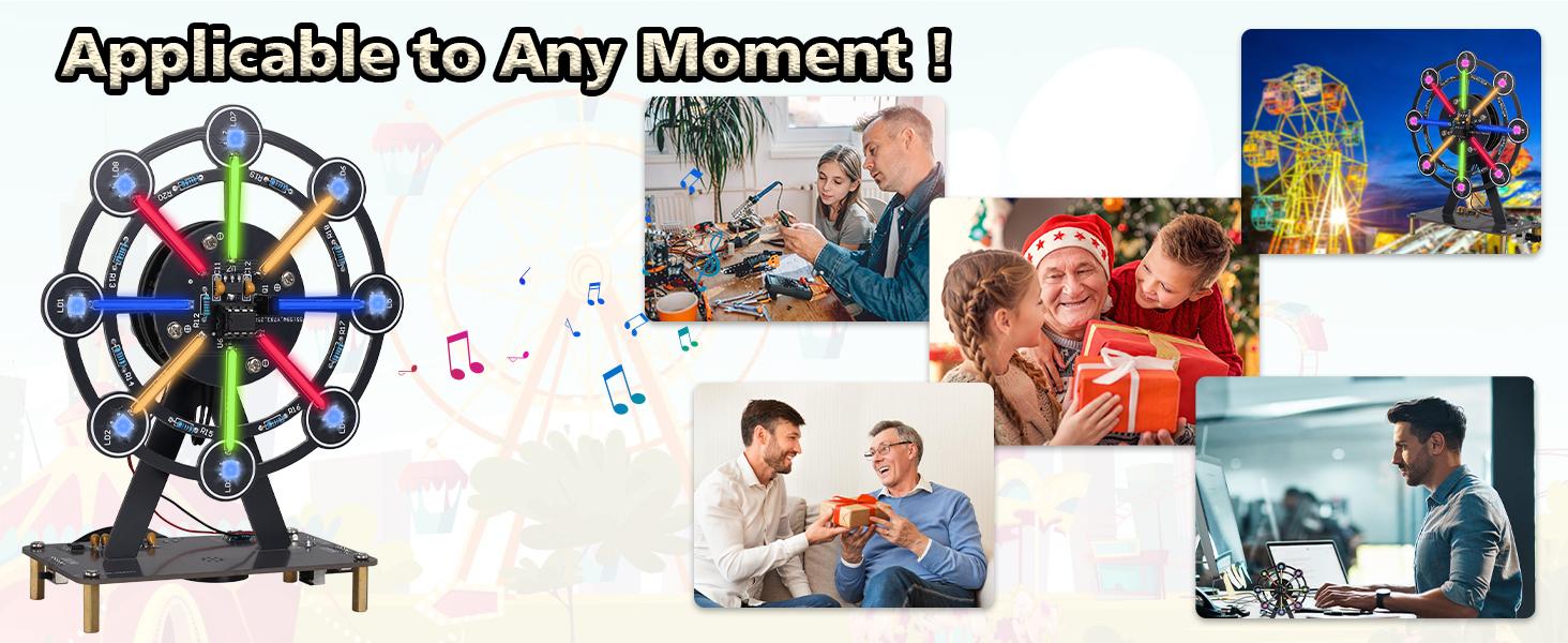 STEM Soldering Practice Kit - DIY Rotating Ferris Wheel Soder Practice Kit with 10 Light Modes, Colorful LED Electronics Soldering Projects for Adult Student Training Kit, Practical Desk Decor Present