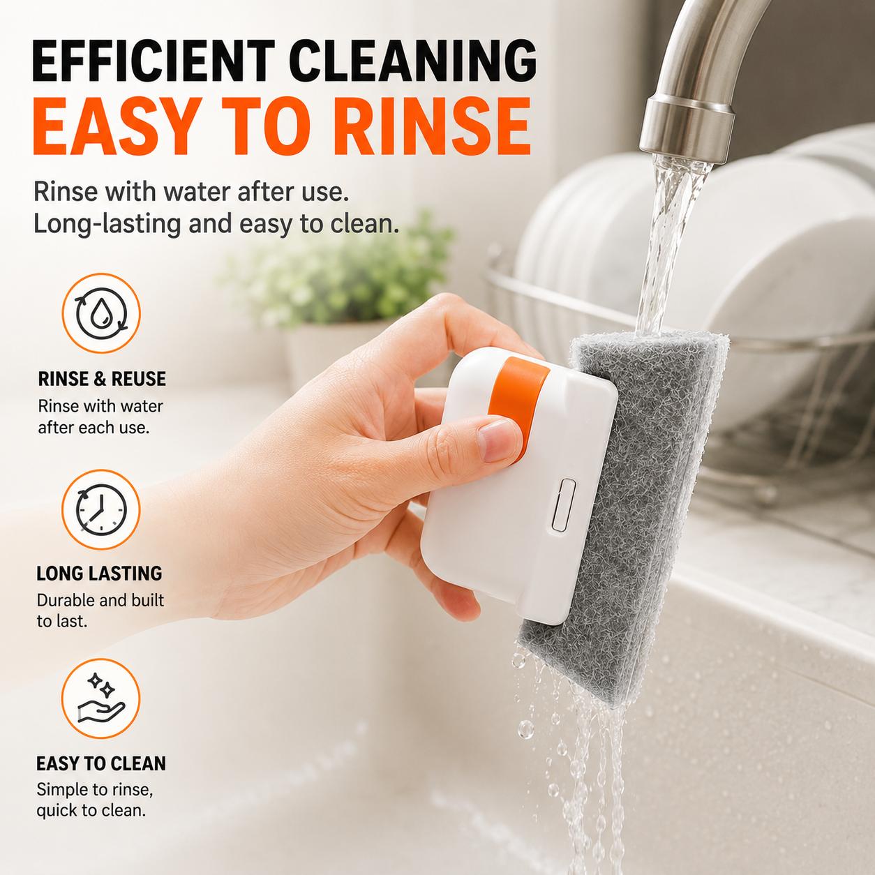 Window Track Cleaner Kit - 2-in-1 Tool with Built-in Scraper, Deep Gap Brush, 2 Replacement Pads for Sliding Doors, Home Cleaning