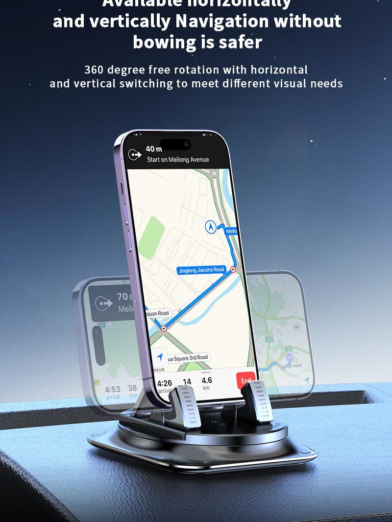 Car Phone Mount with Strong Suction Cup – 360 °   Rotation, Adjustable Viewing Angles, Anti-Slip Holder for All Phones.