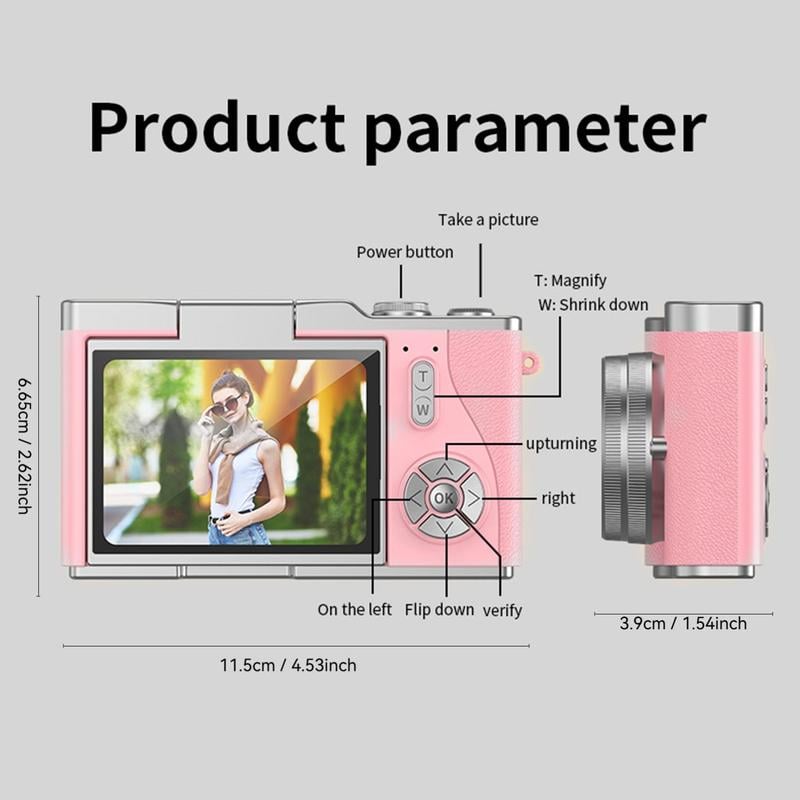 Product Introduction of 4K Foldable Screen Student Camera, 1 Count Retro CCD Card Machine, Entry-level Digital Camera, 1080P High Built-in Games & Filter Functions Camera, Mother's Day Gifts, Video 1