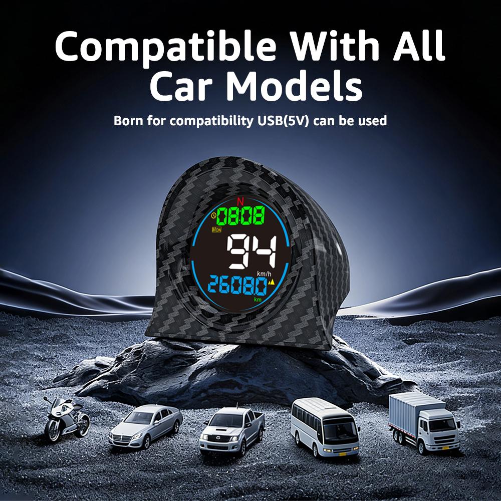 KUOWEIHUD 2026 F2 Car Heads-Up Display - Digital Dual-GPS Speedometer with GPS Tracking, High Refresh, Metal Shading, USB Power Cable, Plug-and-Play, Automatic Brightness Adjustment, Large Font Display, Cool Car Stuff,summervibes outdoorfun