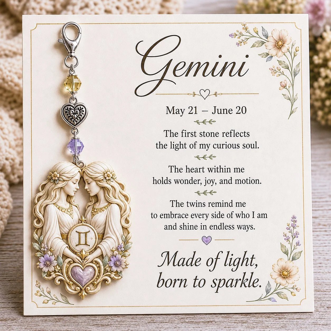 Zodiac keychain and card gift set