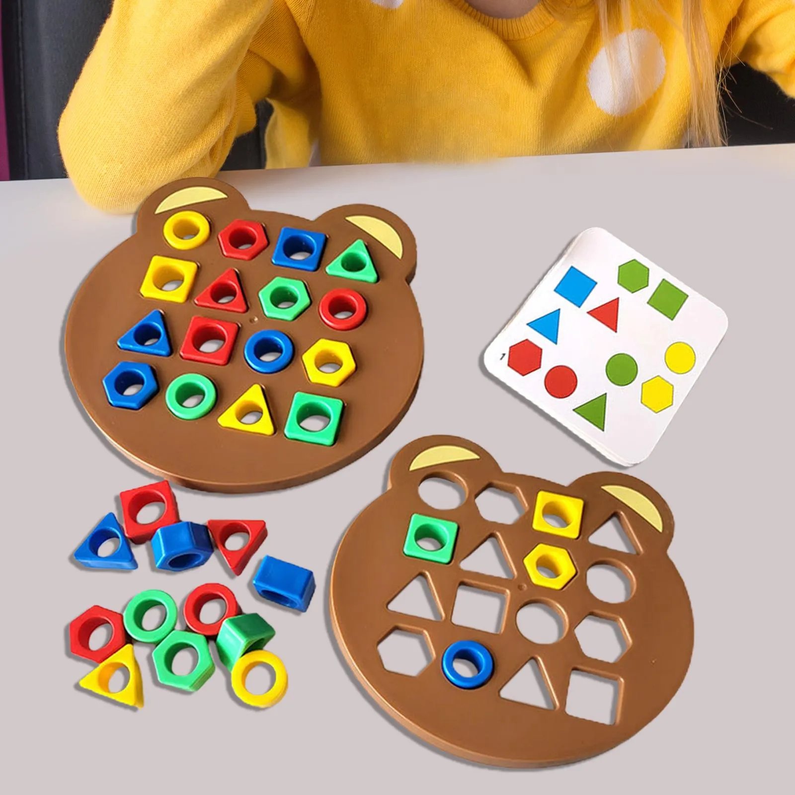 Shape Matching Game, Learning Educational Toy with Matching Cards Color Sensory Educational Toy Puzzle for Toddlers , Double Shape Matching Game, Learning Educational Toy with Matching Cards Color Sensory Educational Toy Puzzle for Toddlers , Double