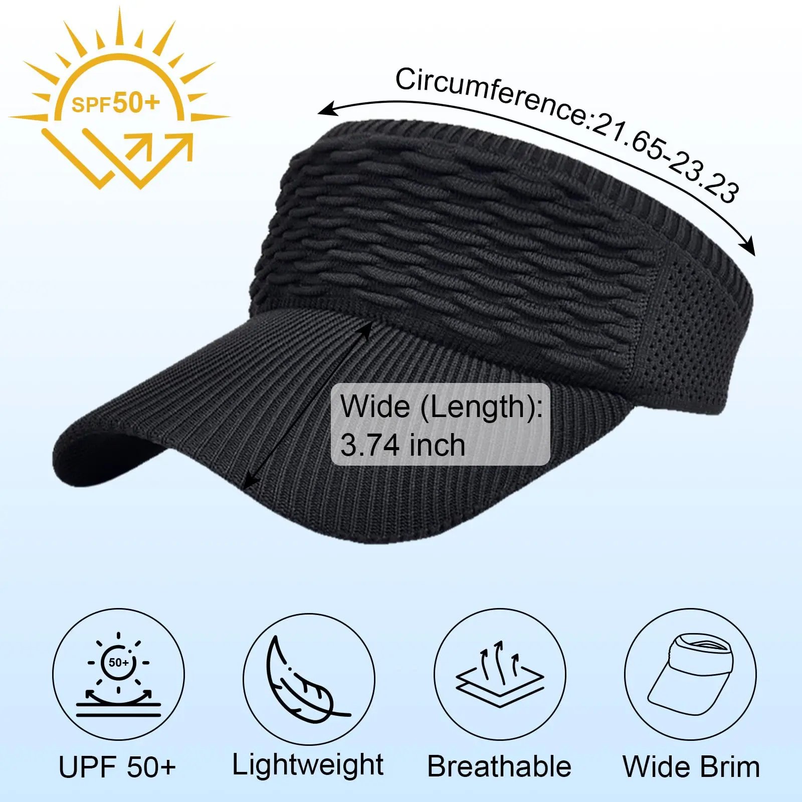 Sun Visor Hat Brim and Circumference Measurements