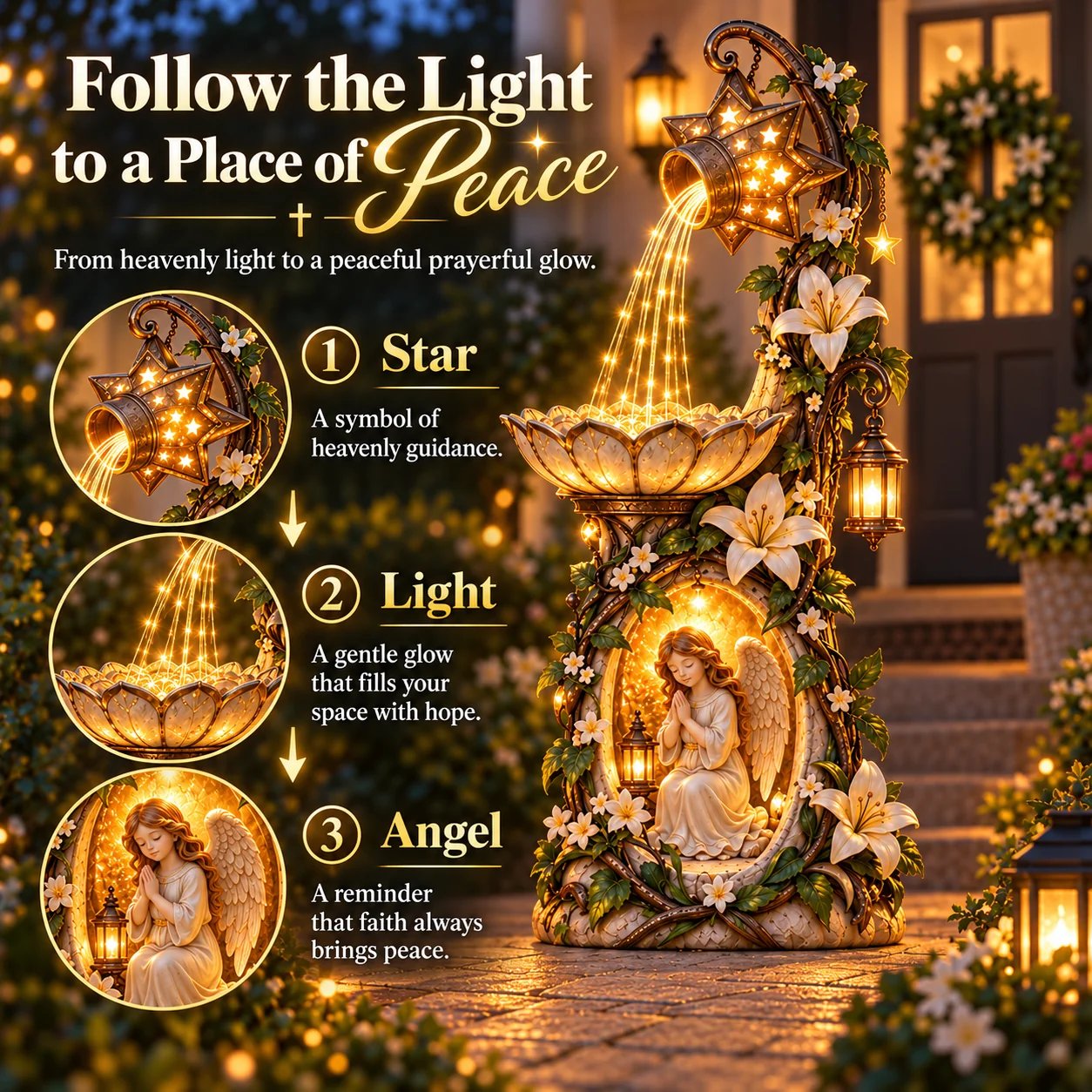 Angel starlight garden decor detail