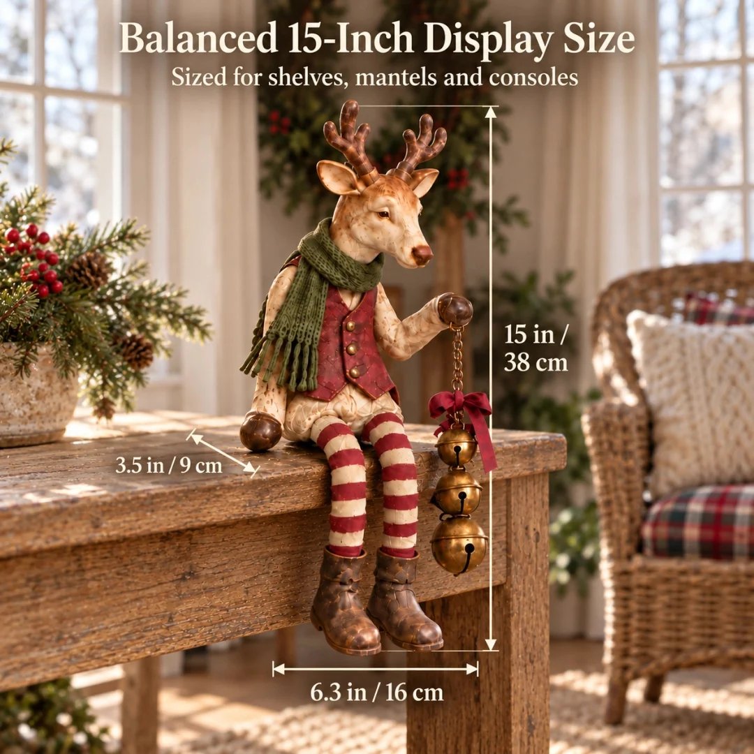 Vintage old reindeer shelf sitter 15 inch size