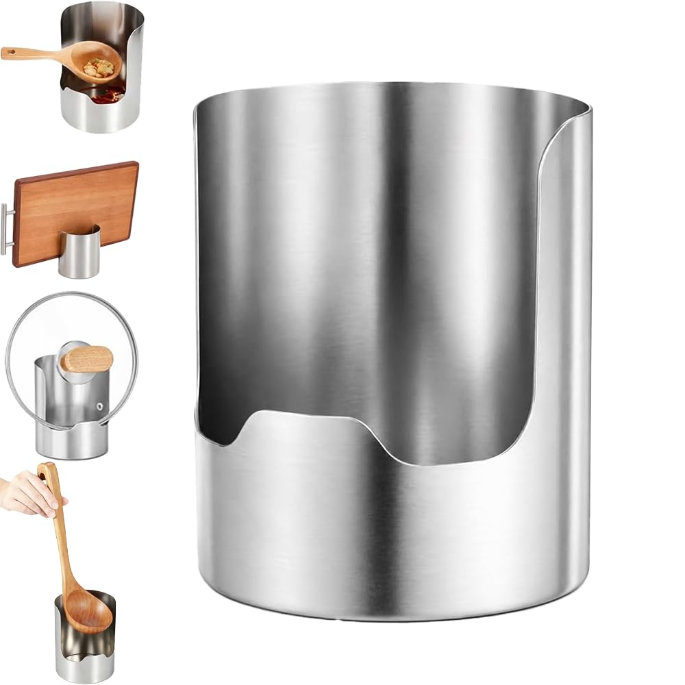 Multi-purpose stainless steel utensil holder for pot lids spoons and cutting boards