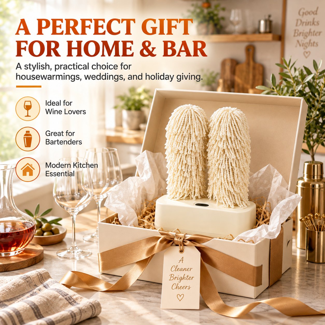 Electric glass polisher for home and bar