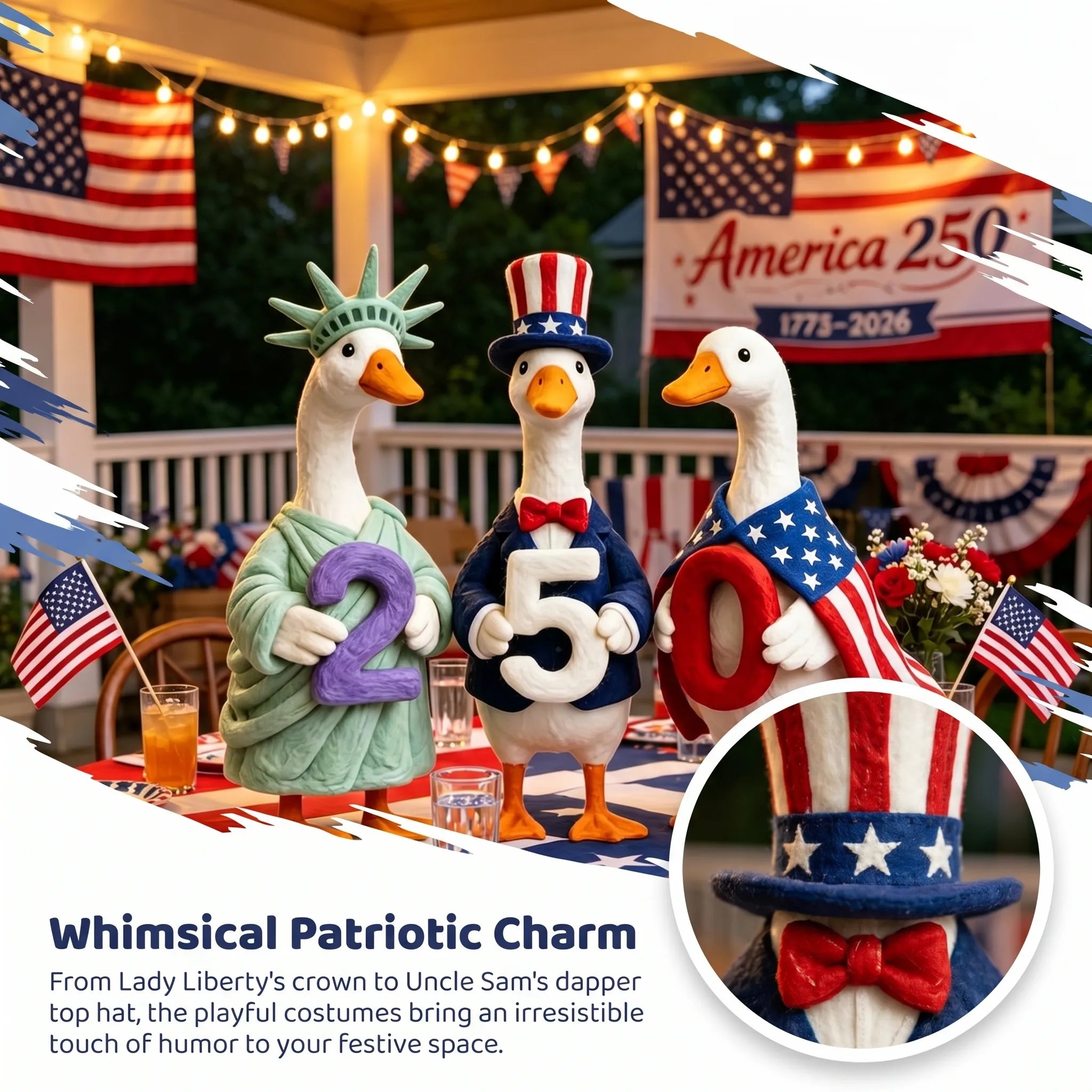 Liberty patriotic goose decor