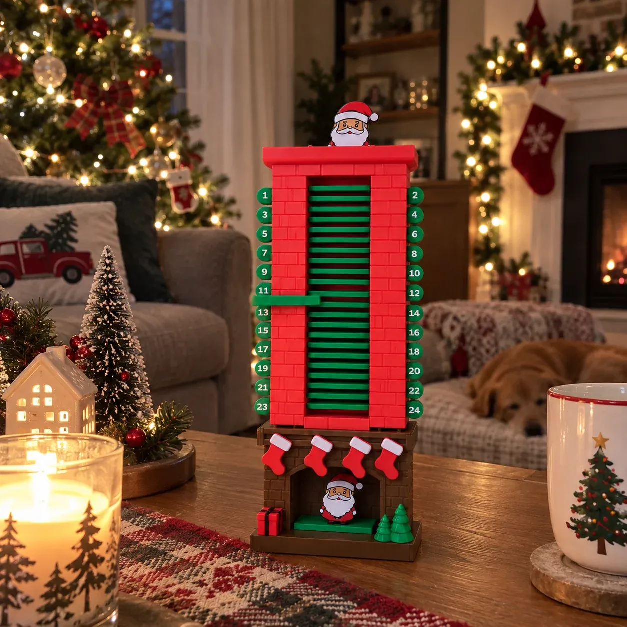 Family using Christmas countdown