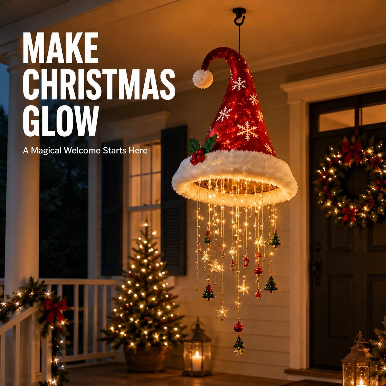 Holiday Lighted Garland Christmas entryway decoration