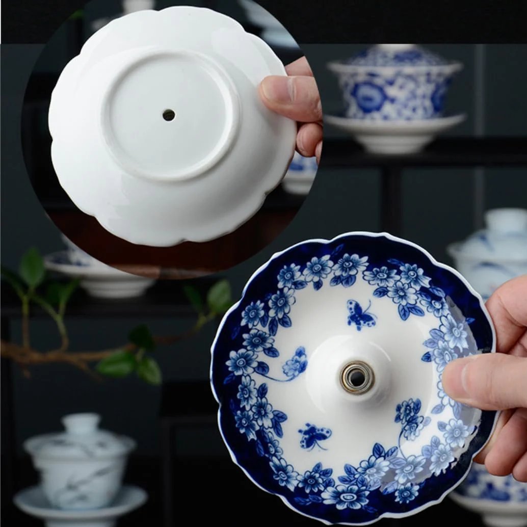 ☂️ Blue-and-White Umbrella Tea Strainer | Ceramic Tea Filter Set product view 2