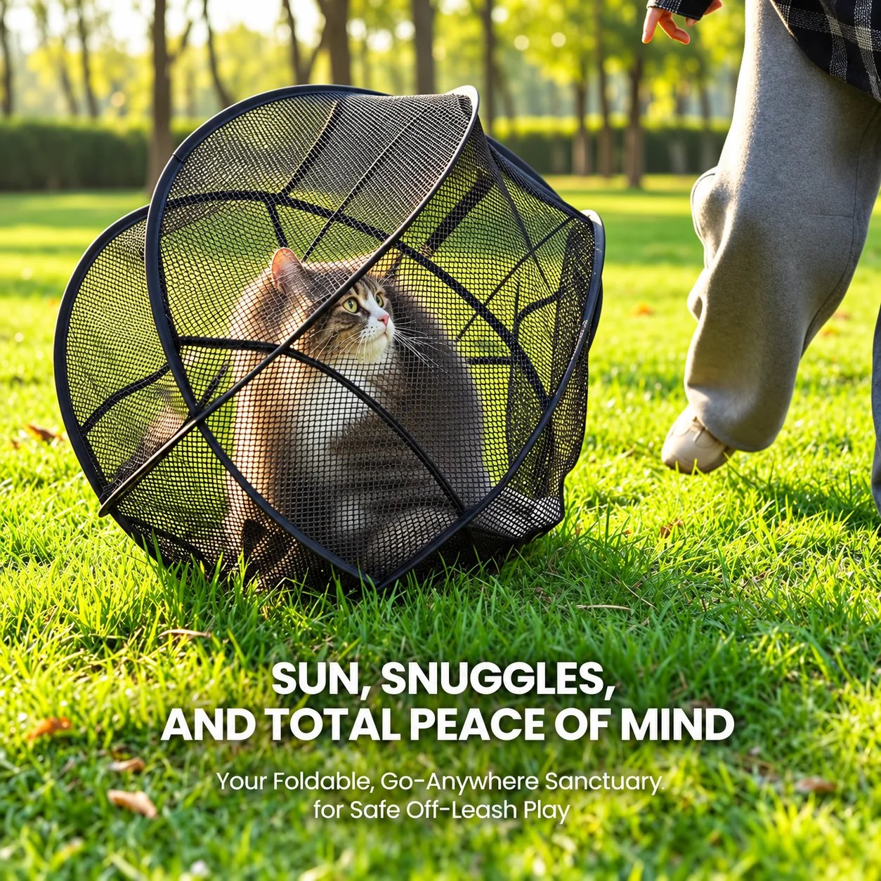 Outdoor pet playpen lifestyle detail