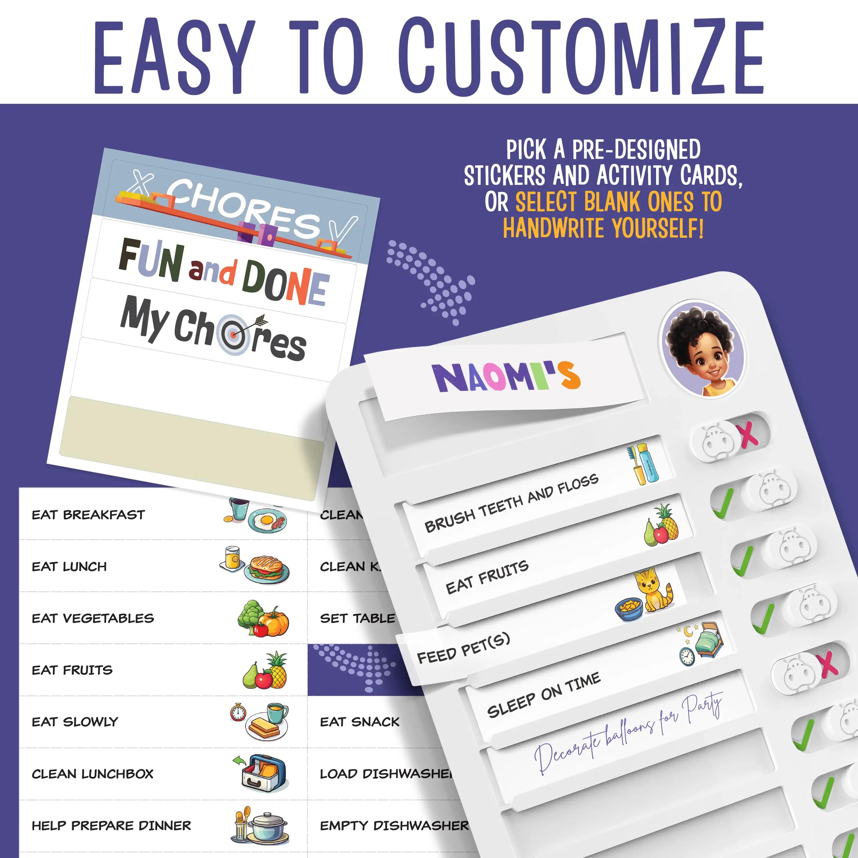 Magnetic chore chart at home or classroom