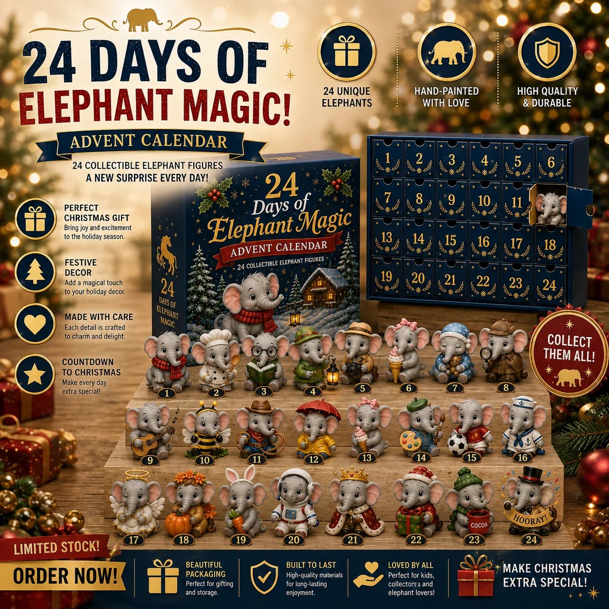 Elephant Advent Calendar collection display