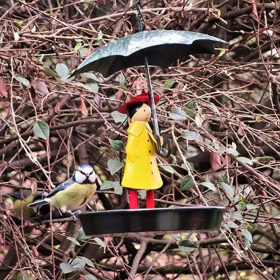 Outdoor Hanging Bird Feeders Girl With Umbrella Bird Feeder Creative Hanging Bird Feeder Tray for Garden Yard Decoration - AliExpress