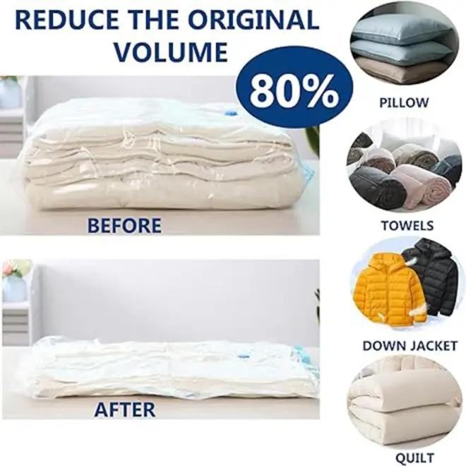 Product Introduction of Vacuum Storage Bag,8pcs Multi Size Vacuum Clothes Storage Bag & 1 Pump, Reusable Waterproof Space Saving Blanket Storage Organizer, 2025 Container, Bedroom Organizers and Storage seasonal clothing storage bag 1